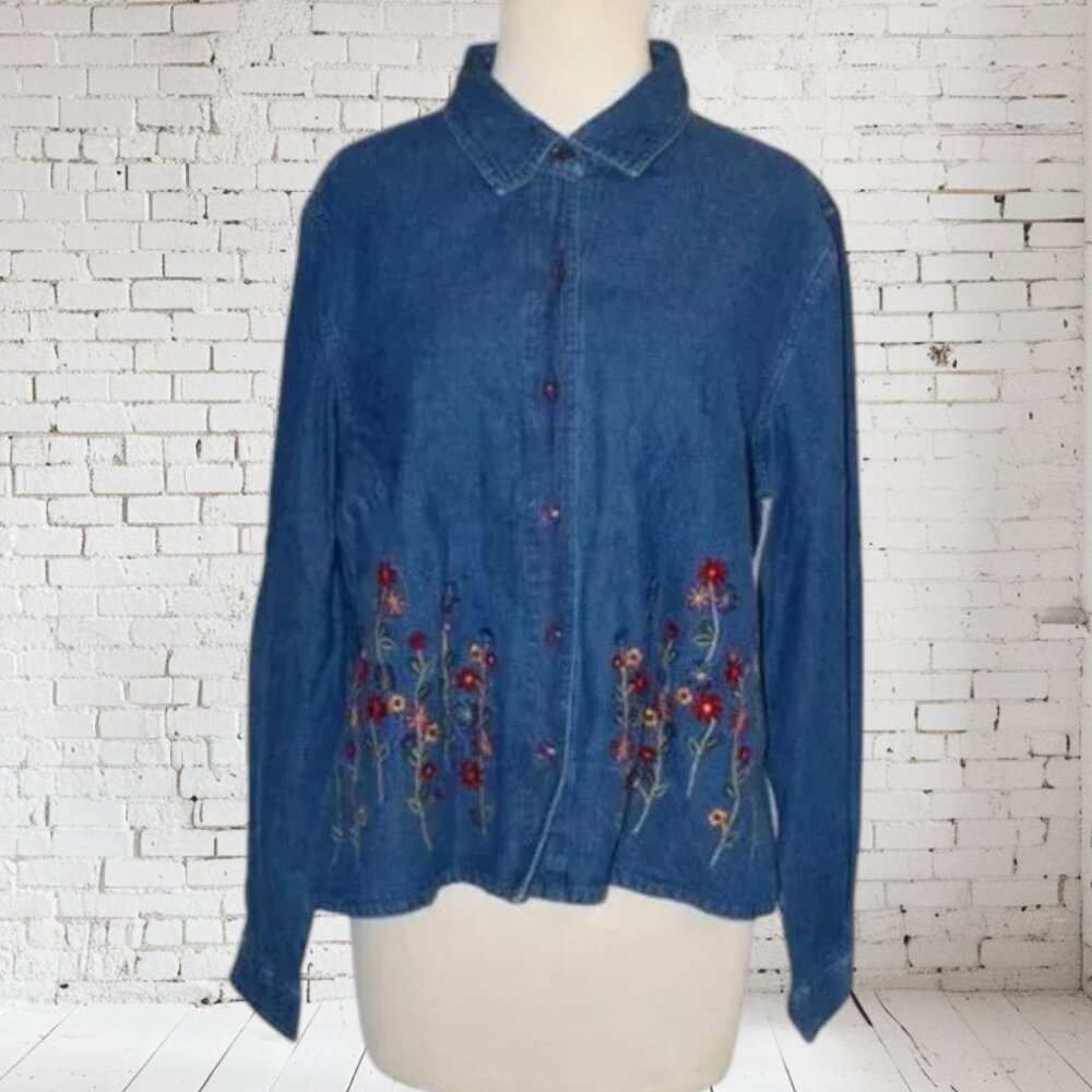 NWT Vintage PHD Paul Harris Design Blue Jean Denim Embroidered Jacket NOS